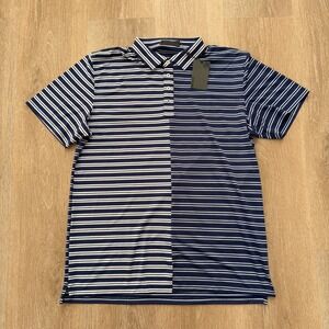 G/FORE Mens "Blueprint" Offset Striped‎ Performance Polo Shirt Blue Men's Size L